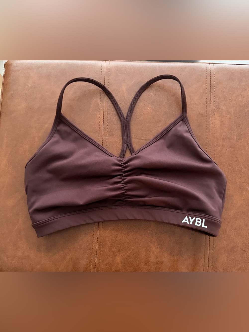 AYBL Brown Ruched Strappy Sports Bra